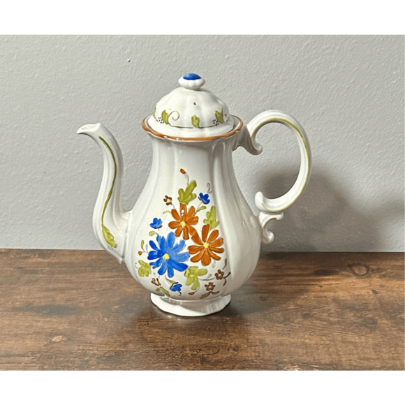Metlox Vernon Bouquet Floral 8 Cup Tea Pot Mid Century Excellent Condition - Picture 1 of 13